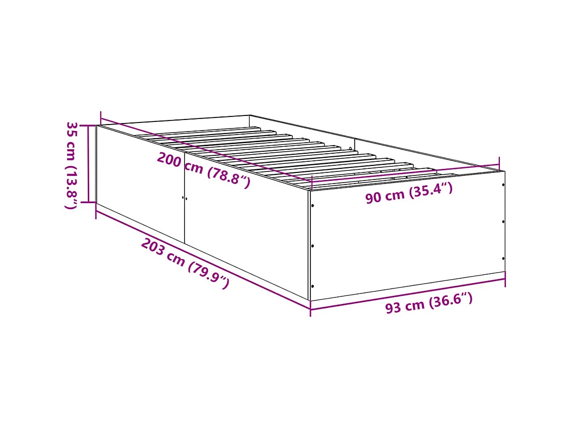 Lit simple | Lit adulte, enfant | Cadre de lit noir 90x200 cm