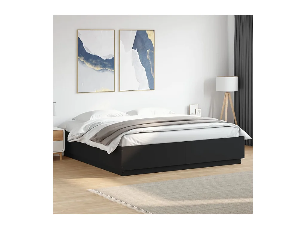 Lit double | Lit adulte | Cadre de lit noir 200x200 cm