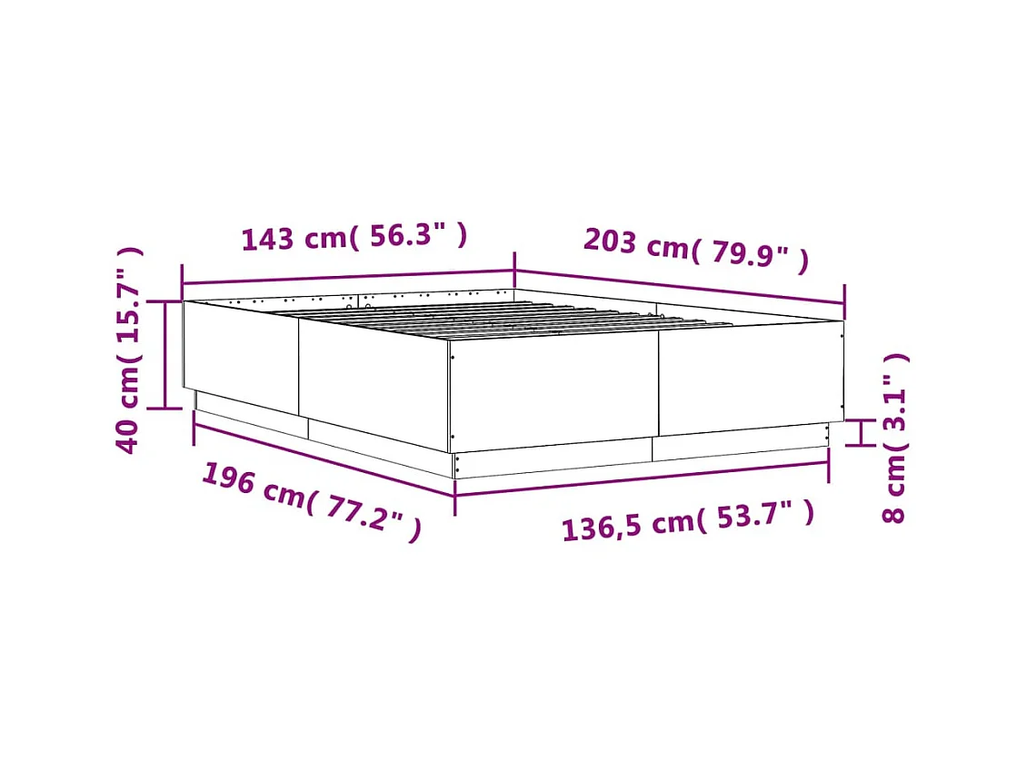 Lit double | Lit adulte | Cadre de lit blanc 140x200 cm