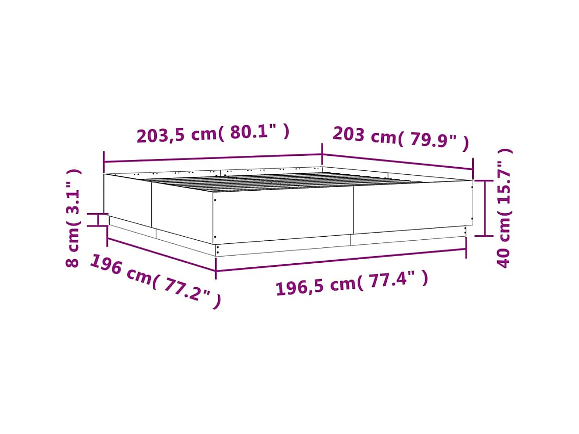 Lit double | Lit adulte | Cadre de lit chêne sonoma 200x200 cm