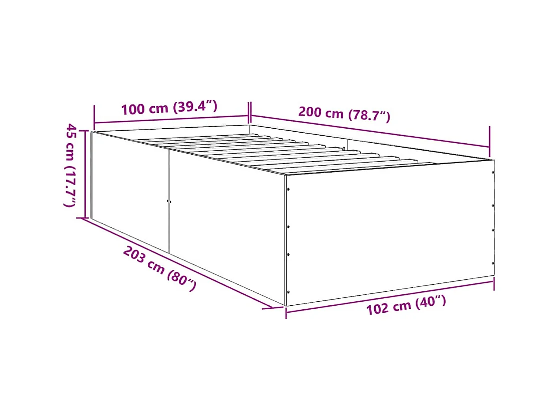 Lit simple | Lit adulte, enfant | Cadre de lit blanc 100x200 cm