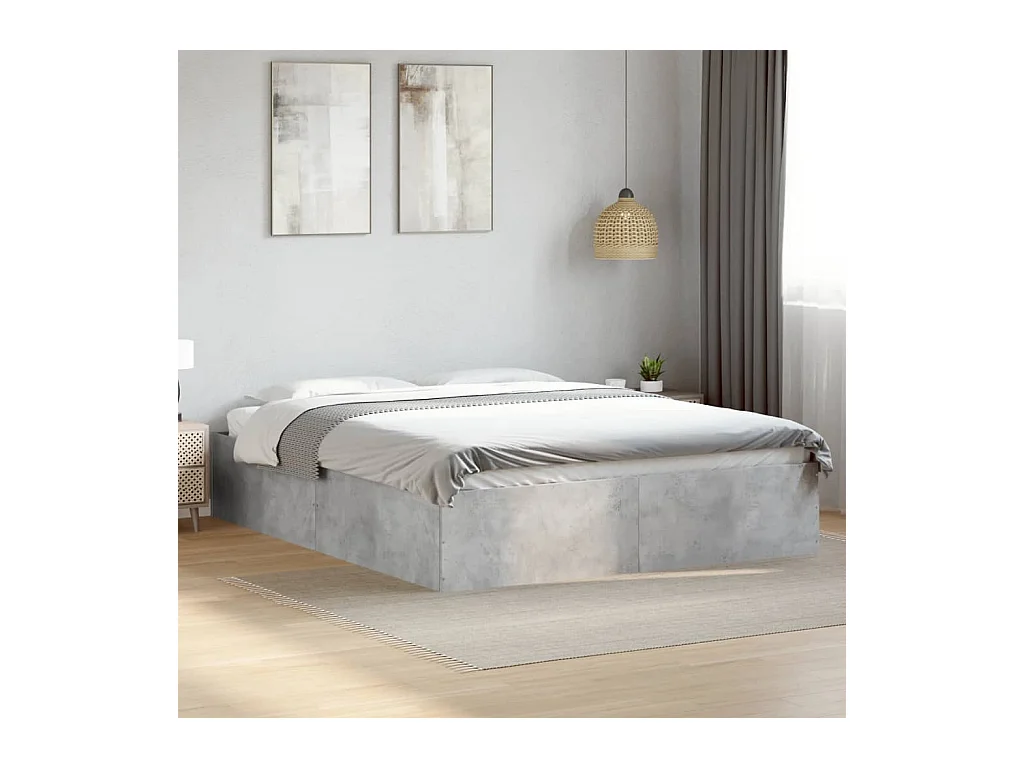 Lit double | Lit adulte | Cadre de lit gris béton 150x200 cm