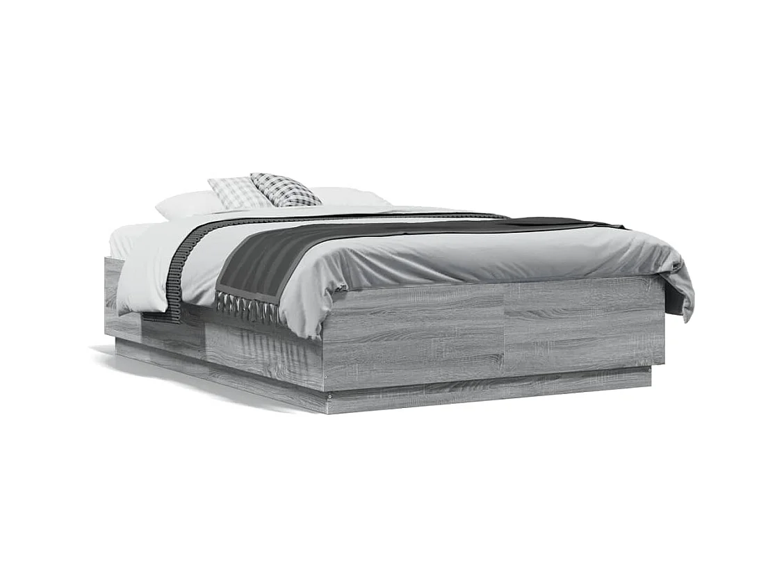 Lit double | Lit adulte | Cadre de lit sonoma gris 135x190 cm