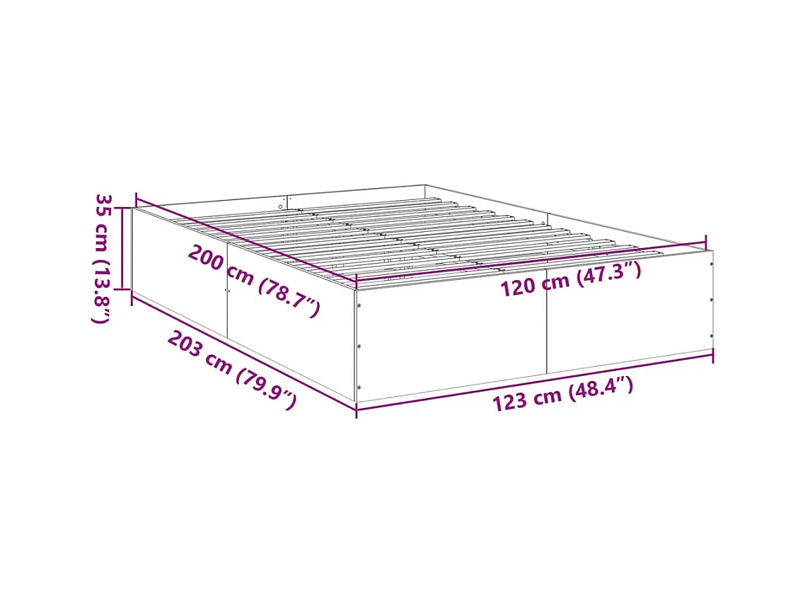 Lit simple | Lit adulte, enfant | Cadre de lit sonoma gris 120x200 cm