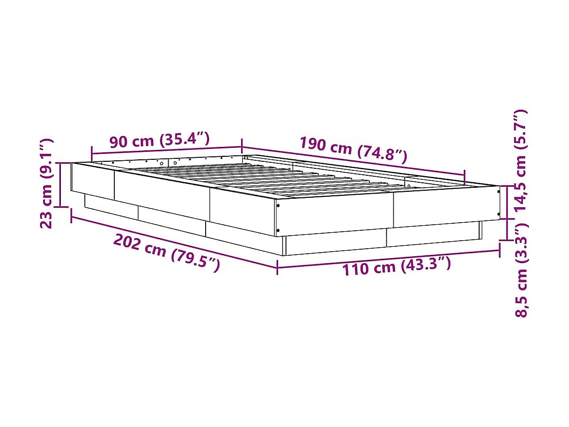 Lit simple | Lit adulte, enfant | Cadre de lit blanc 90x190 cm