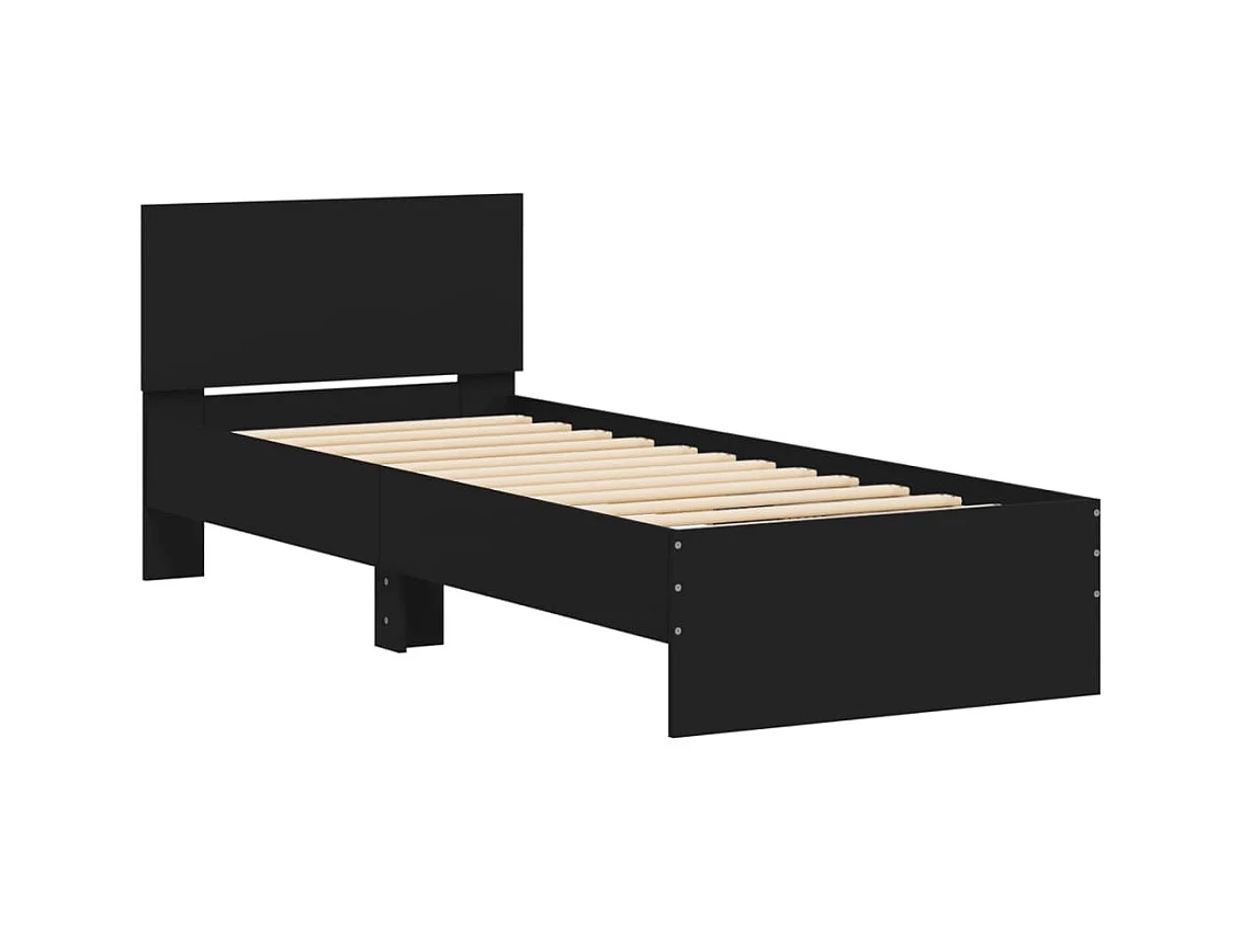 Lit simple | Lit adulte, enfant | Cadre de lit avec lumières LED noir 75x190 cm