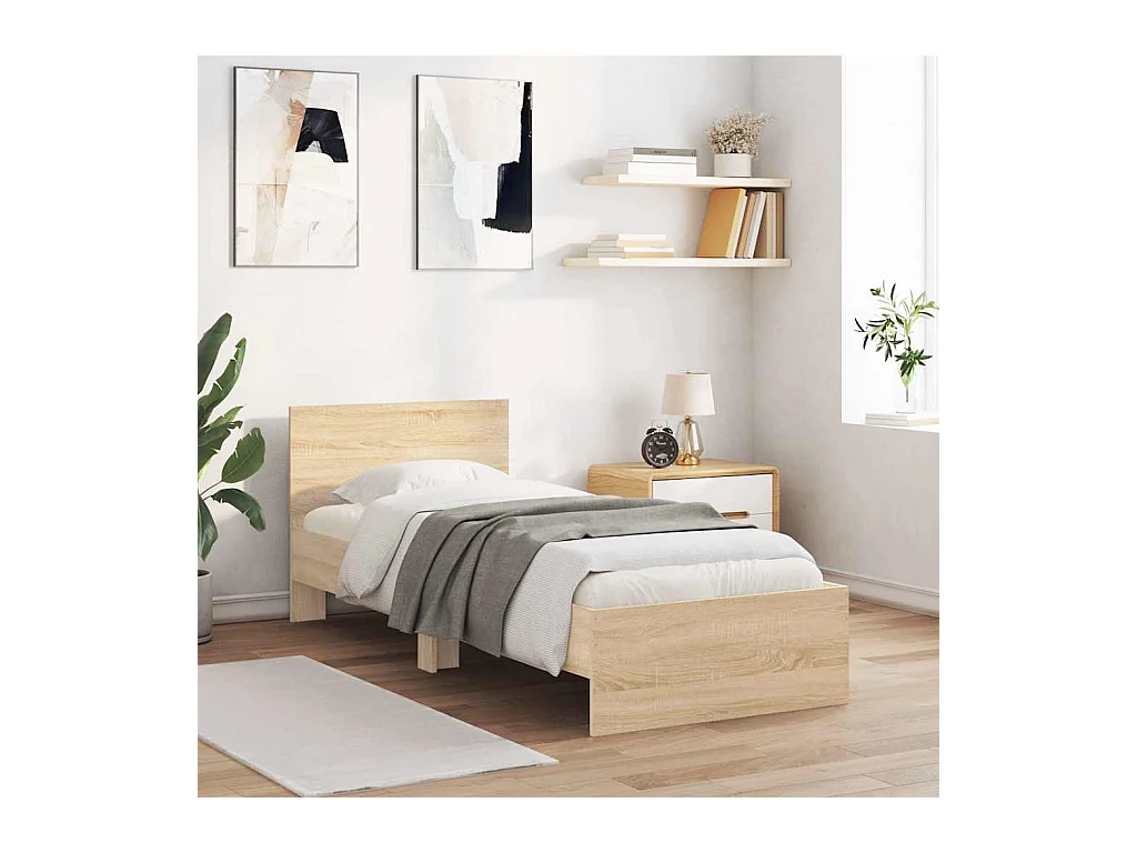 Lit simple | Lit adulte, enfant | Cadre de lit avec tête de lit 90x200 cm