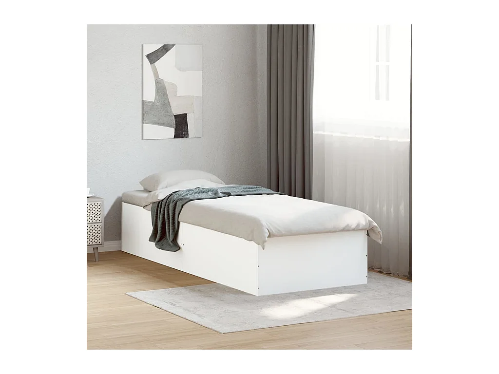 Lit simple | Lit adulte, enfant | Cadre de lit blanc 100x200 cm