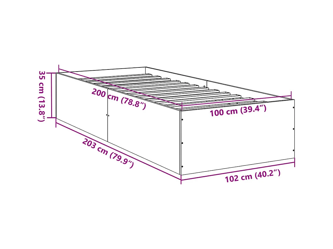 Lit simple | Lit adulte, enfant | Cadre de lit blanc 100x200 cm