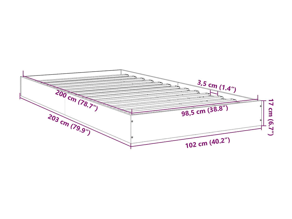 Lit simple | Lit adulte, enfant | Cadre de lit chêne marron 100x200 cm