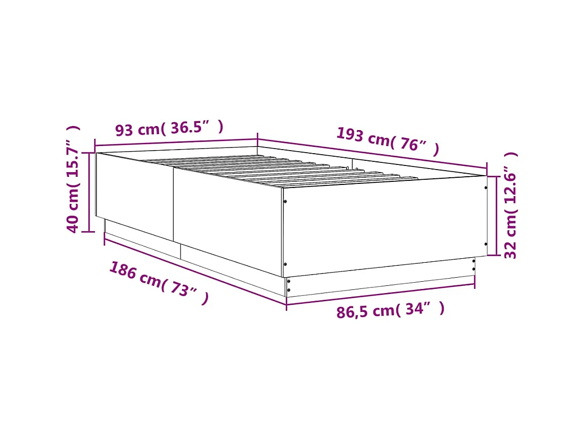 Lit simple | Lit adulte, enfant | Cadre de lit chêne marron 90x190 cm