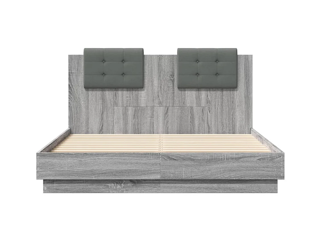 Lit double | Lit adulte | Cadre de lit sonoma gris 135x190 cm