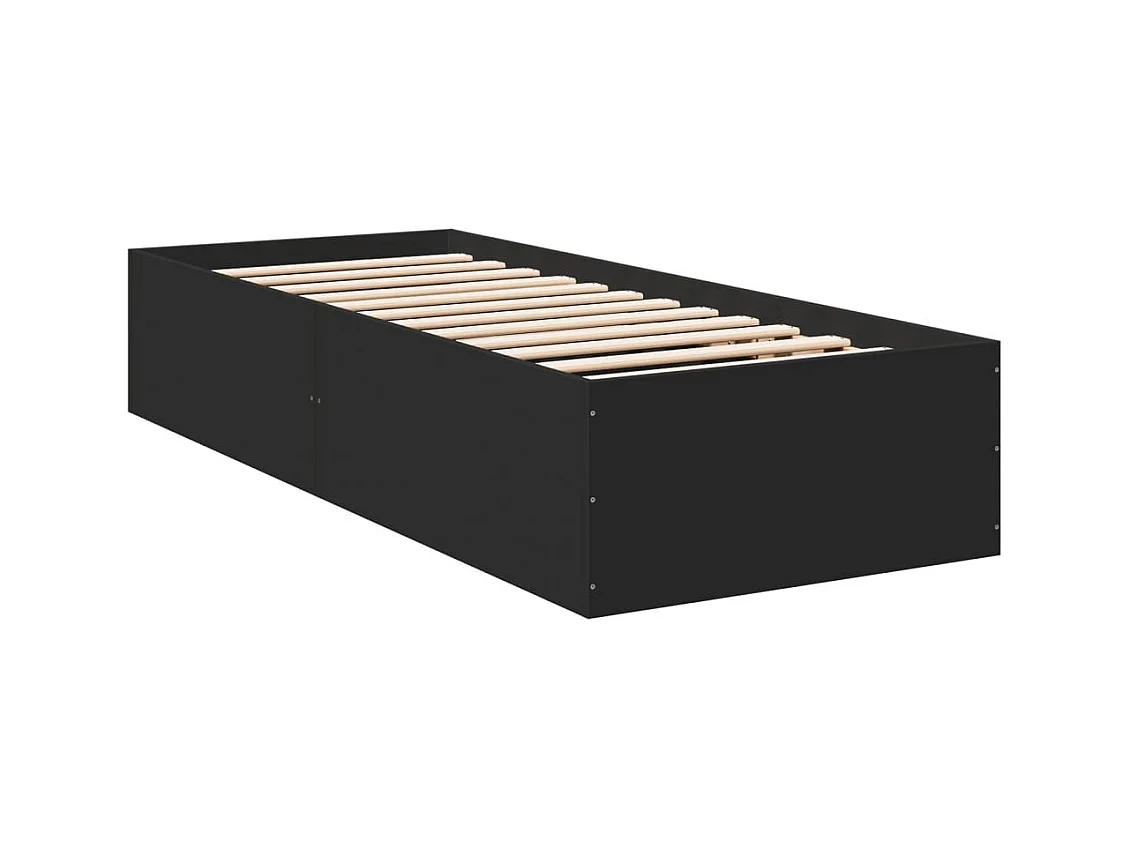 Lit simple | Lit adulte, enfant | Cadre de lit noir 90x190 cm