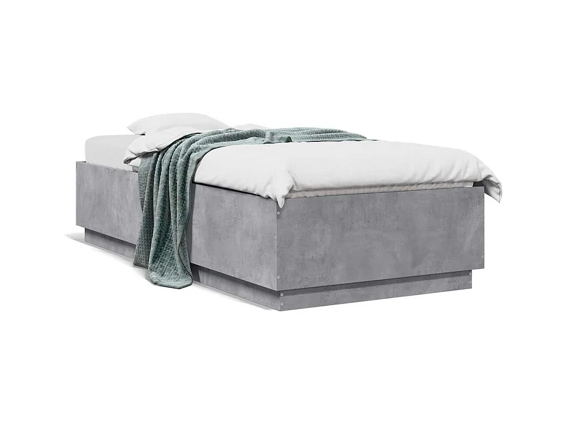 Lit simple | Lit adulte, enfant | Cadre de lit gris béton 100x200 cm