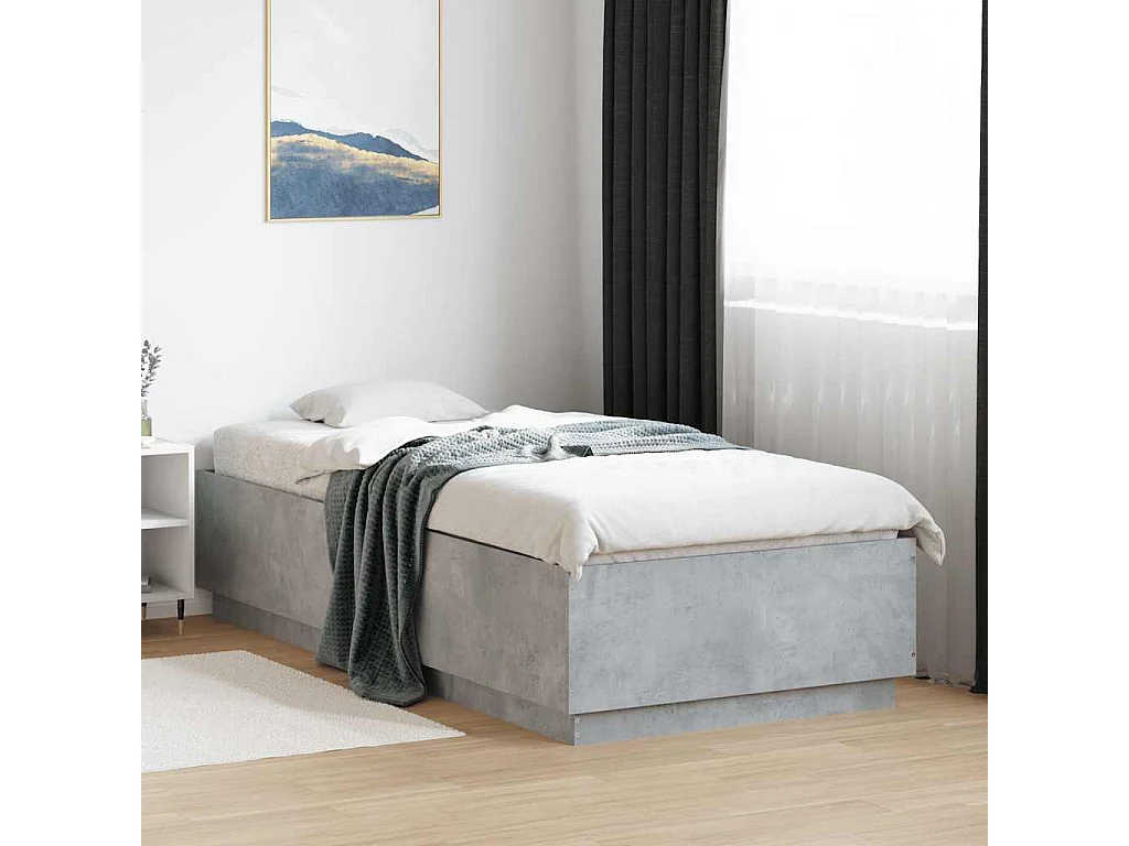 Lit simple | Lit adulte, enfant | Cadre de lit gris béton 100x200 cm