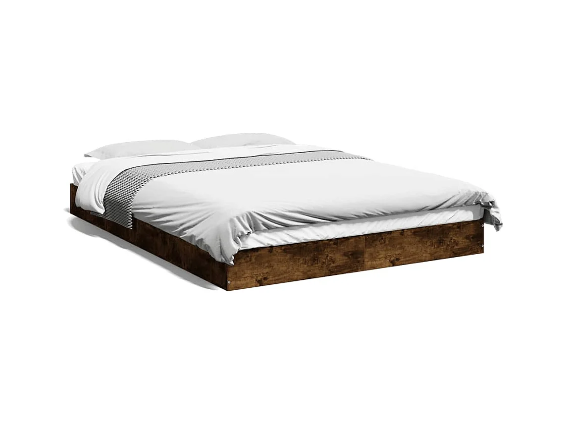 Lit double | Lit adulte | Cadre de lit chêne fumé 140x200 cm bois ingénierie