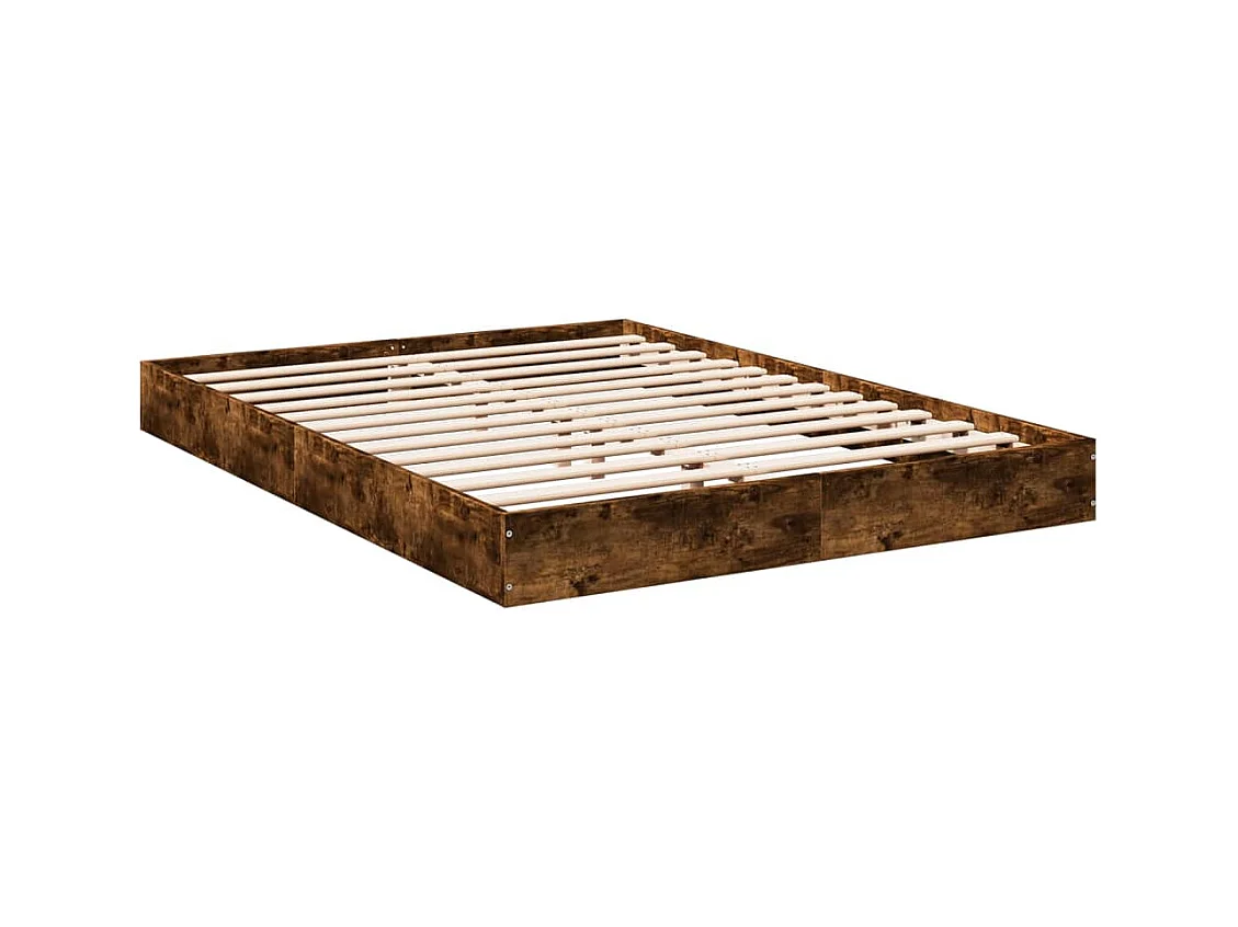 Lit double | Lit adulte | Cadre de lit chêne fumé 140x200 cm bois ingénierie
