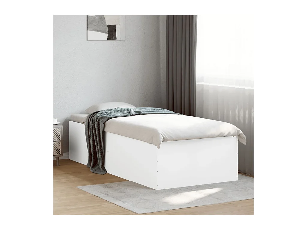 Lit simple | Lit adulte, enfant | Cadre de lit blanc 90x200 cm