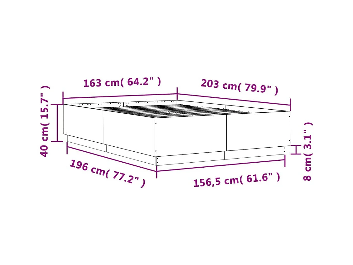 Lit double | Lit adulte | Cadre de lit sonoma gris 160x200 cm