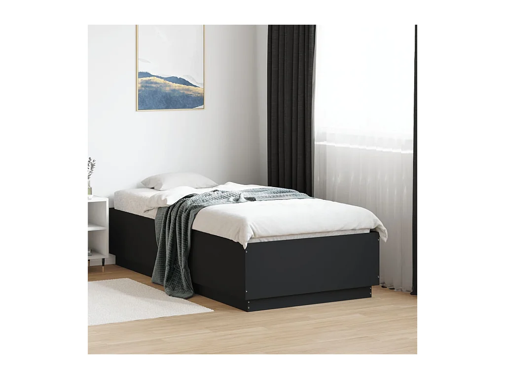 Lit simple | Lit adulte, enfant | Cadre de lit noir 90x190 cm