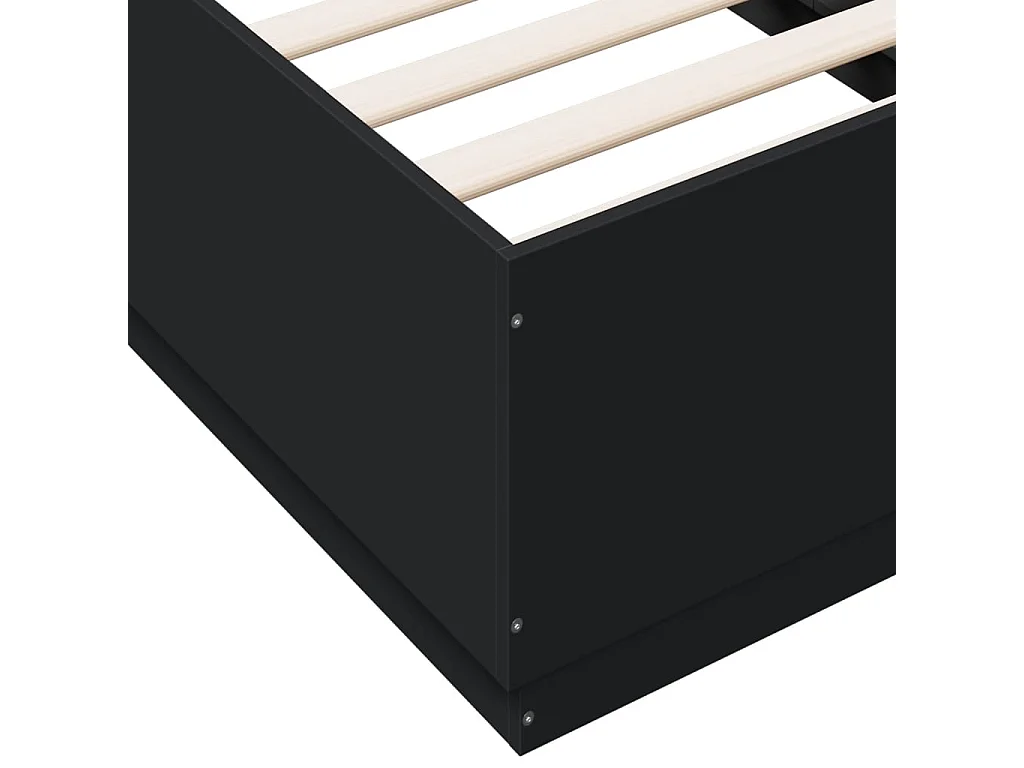 Lit simple | Lit adulte, enfant | Cadre de lit noir 90x190 cm