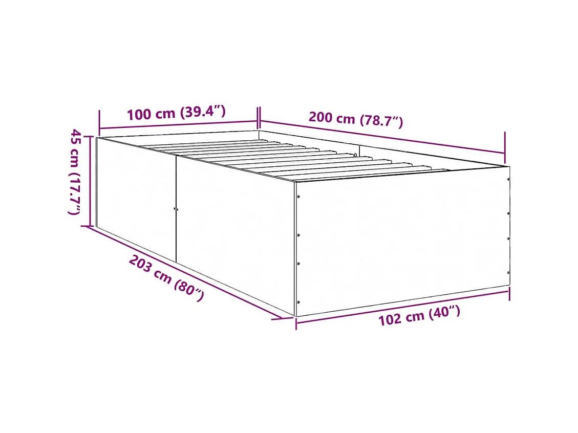 Lit simple | Lit adulte, enfant | Cadre de lit sonoma gris 100x200 cm