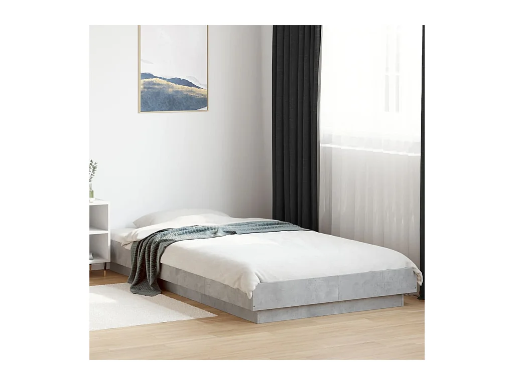 Lit simple | Lit adulte, enfant | Cadre de lit gris béton 90x200 cm