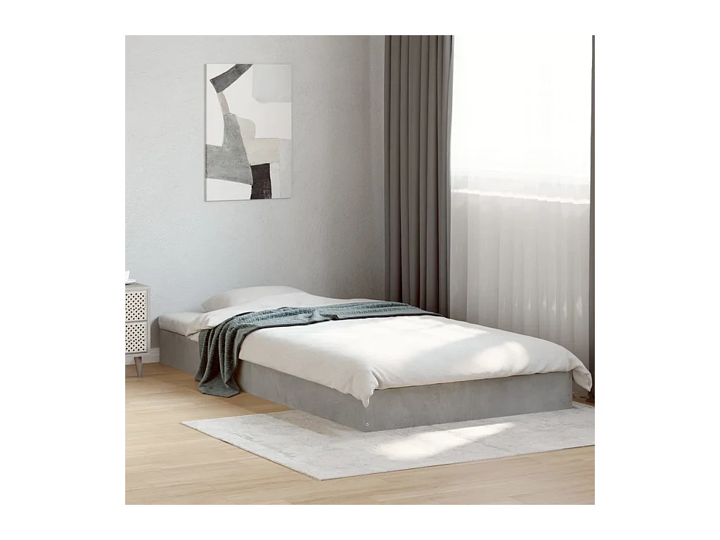 Lit simple | Lit adulte, enfant | Cadre de lit gris béton 100x200 cm