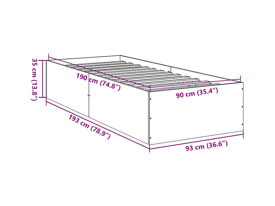 Lit simple | Lit adulte, enfant | Cadre de lit blanc 90x190 cm