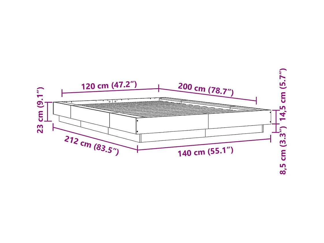 Lit simple | Lit adulte, enfant | Cadre de lit blanc 120x200 cm