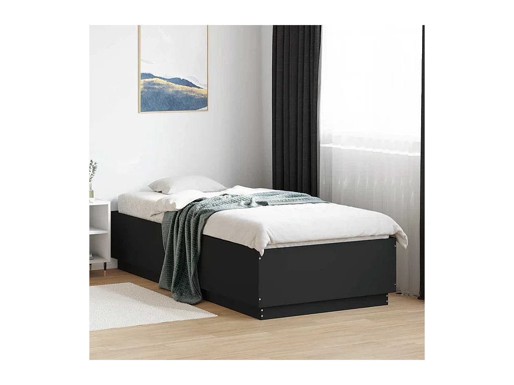 Lit simple | Lit adulte, enfant | Cadre de lit noir 100x200 cm