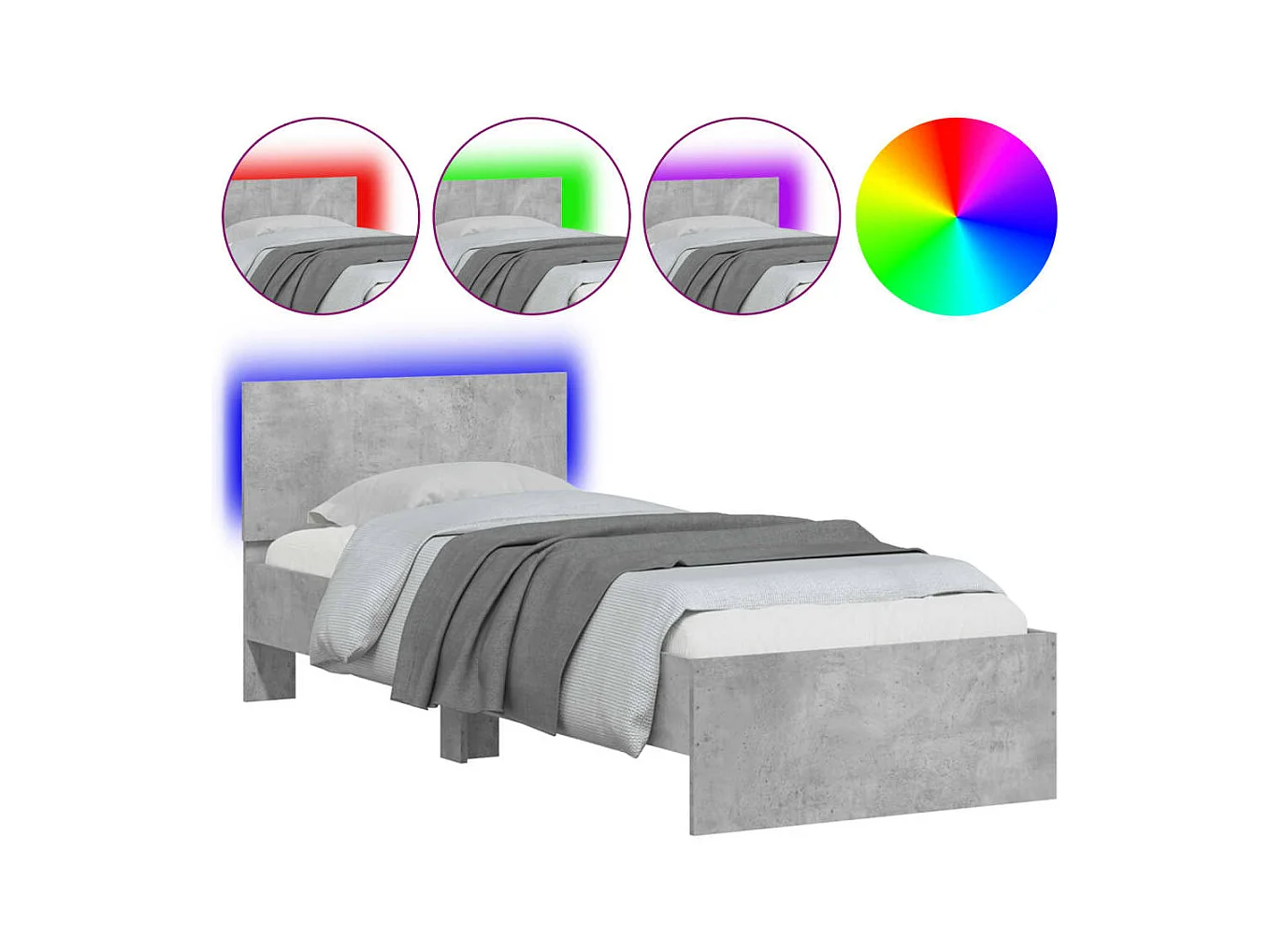 Lit simple | Lit adulte, enfant | Cadre de lit avec lumières LED 90x200 cm