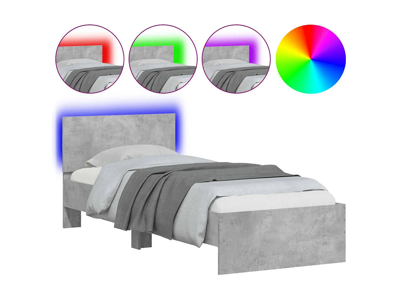 Lit simple | Lit adulte, enfant | Cadre de lit avec lumières LED 90x200 cm