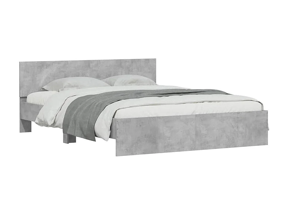Lit double | Lit adulte | Cadre de lit avec tête de lit et LED gris béton 150x200 cm