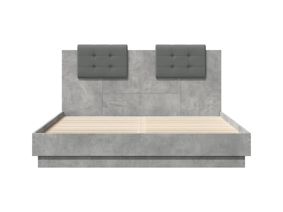 Lit double | Lit adulte | Cadre de lit gris béton 140x200 cm