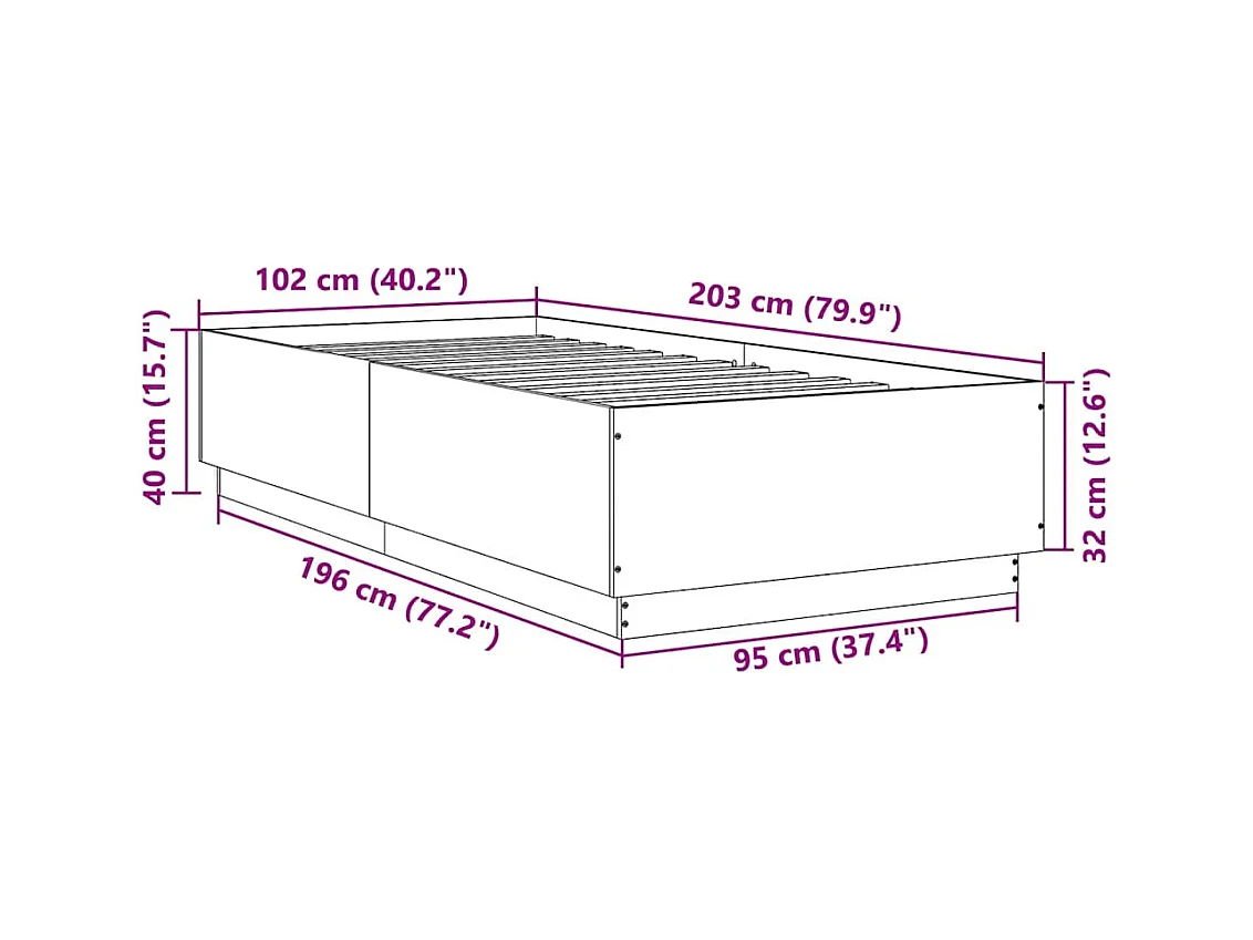 Lit simple | Lit adulte, enfant | Cadre de lit chêne sonoma 100x200 cm