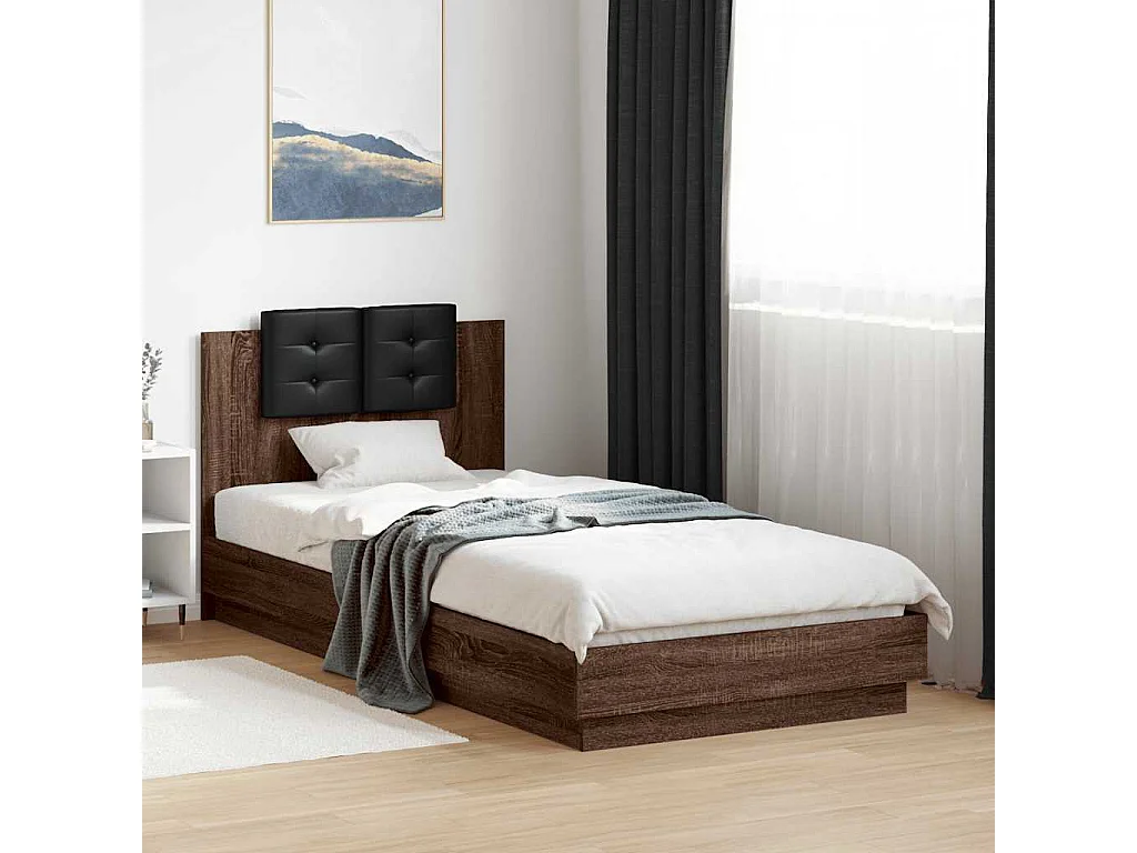 Lit simple | Lit adulte, enfant | Cadre de lit chêne marron 90x200 cm