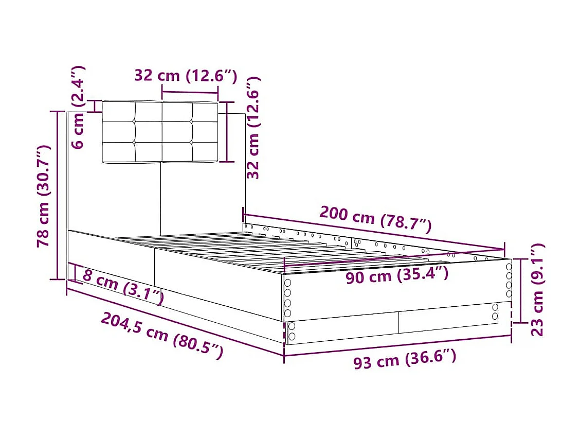 Lit simple | Lit adulte, enfant | Cadre de lit chêne marron 90x200 cm