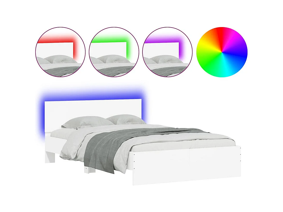 Lit double | Lit adulte | Cadre de lit avec tête de lit et LED blanc 140x190 cm
