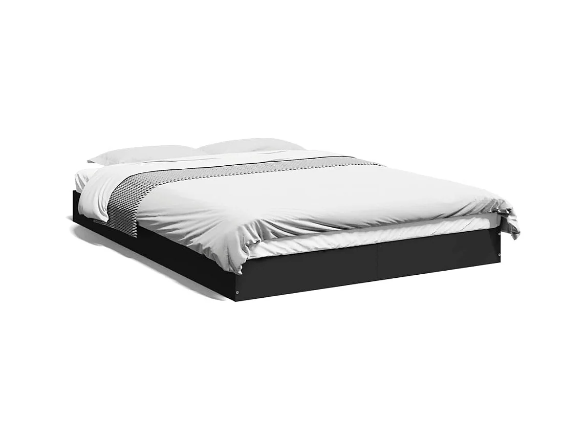 Lit double | Lit adulte | Cadre de lit noir 140x200 cm bois d'ingénierie