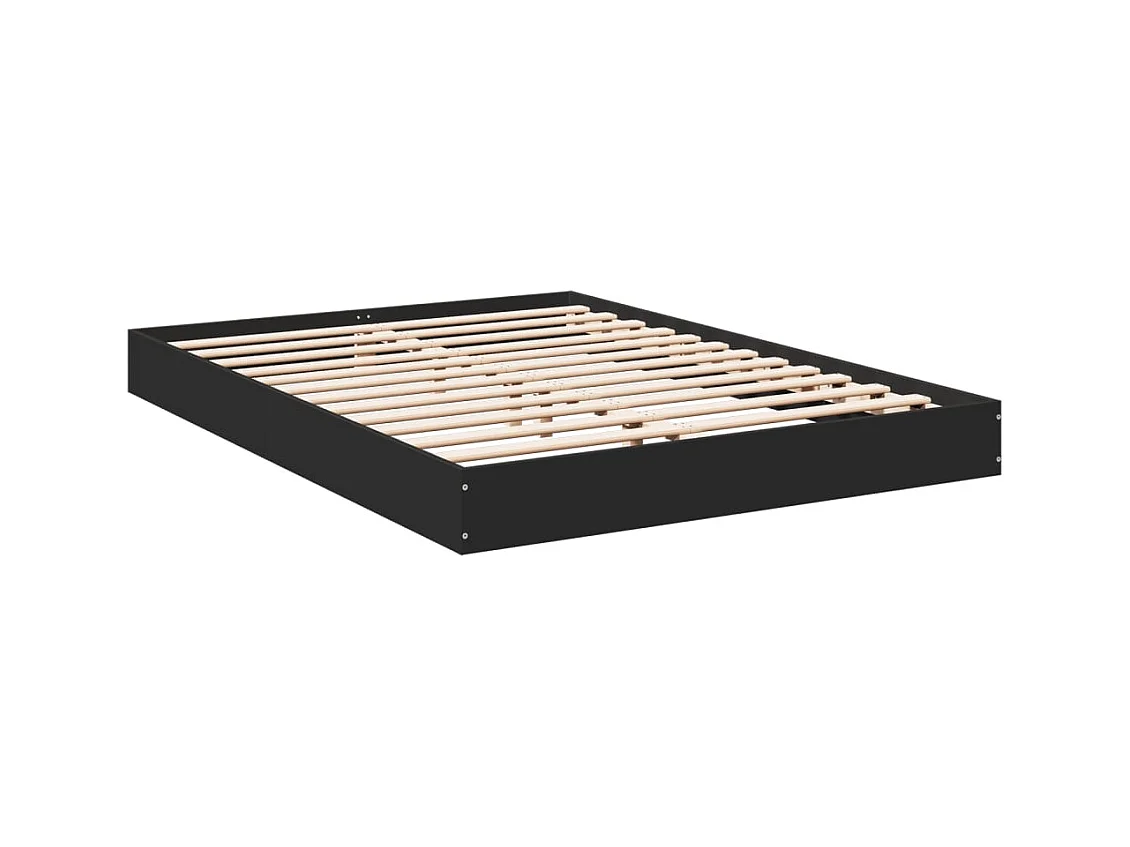 Lit double | Lit adulte | Cadre de lit noir 140x200 cm bois d'ingénierie
