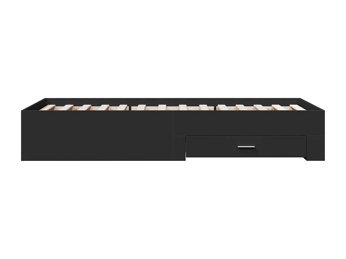 Lit simple | Lit adulte, enfant | Cadre de lit avec tiroirs noir 100x200 cm
