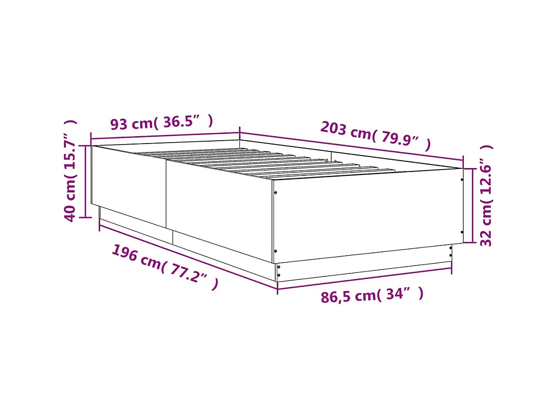 Lit simple | Lit adulte, enfant | Cadre de lit chêne marron 90x200 cm