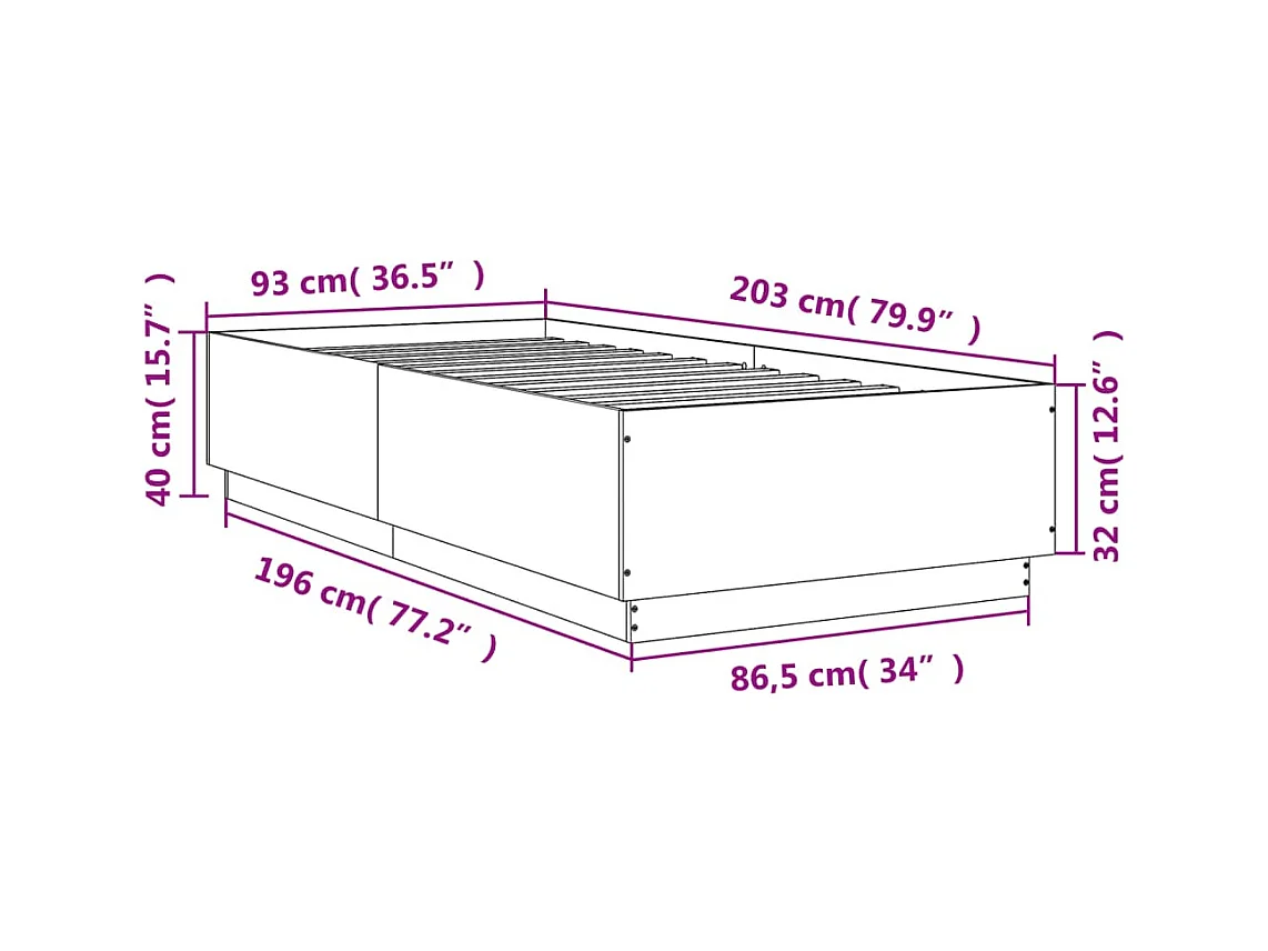 Lit simple | Lit adulte, enfant | Cadre de lit chêne marron 90x200 cm