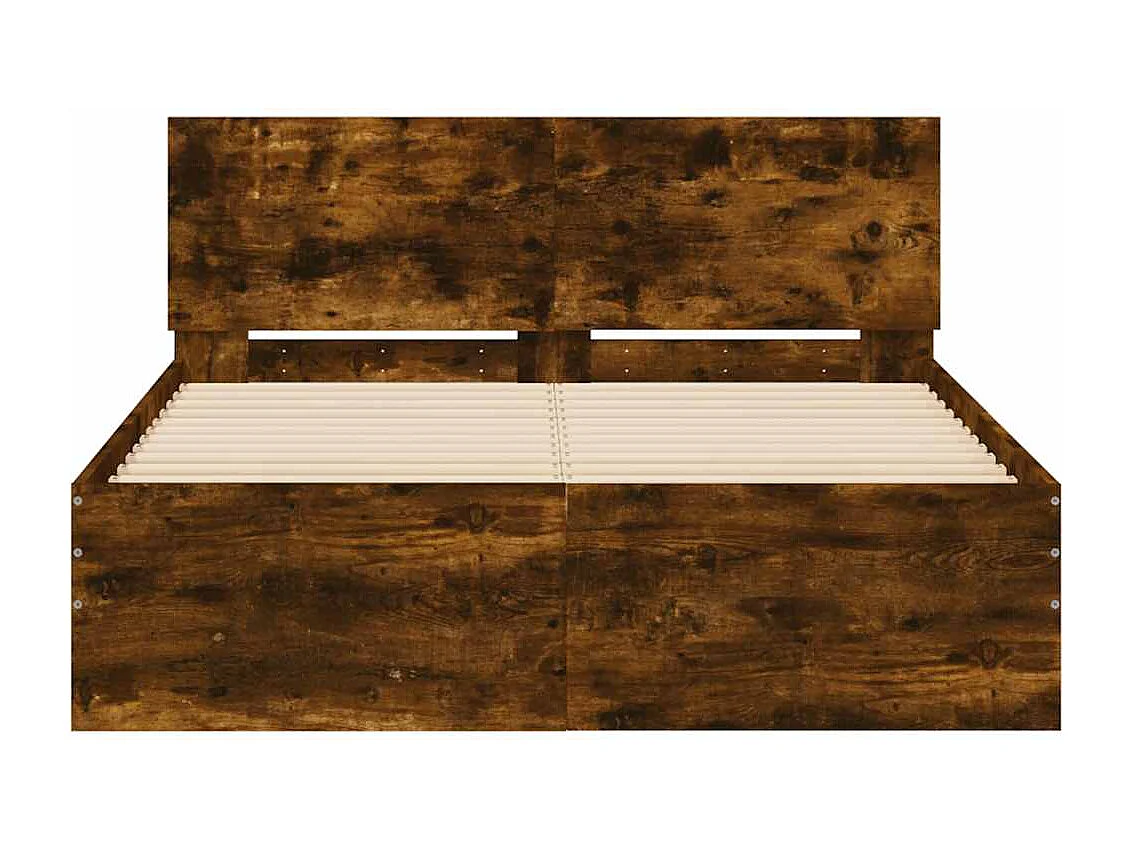 Lit simple | Lit adulte, enfant | Cadre de lit avec tête de lit et LED chêne fumé 120x200 cm
