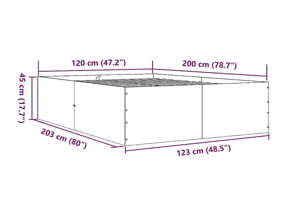 Lit simple | Lit adulte, enfant | Cadre de lit chêne fumé 120x200 cm