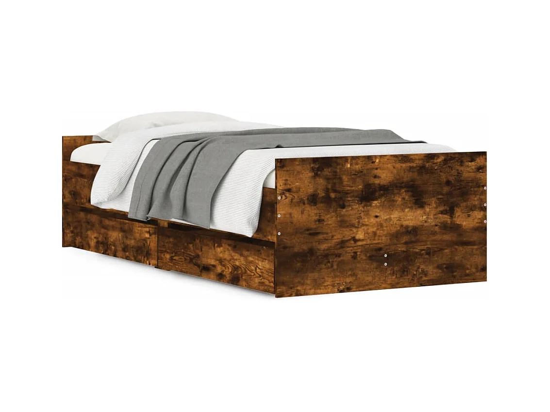 Lit simple | Lit adulte, enfant | Cadre de lit chêne fumé 75x190 cm