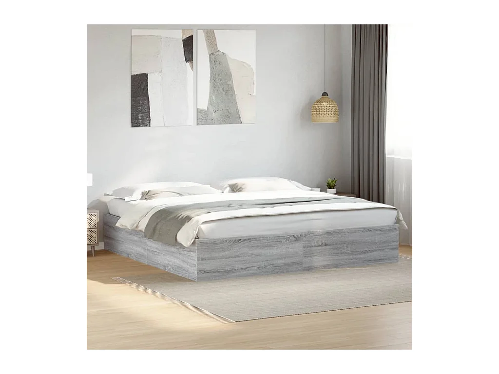 Lit double | Lit adulte | Cadre de lit sonoma gris 180x200 cm