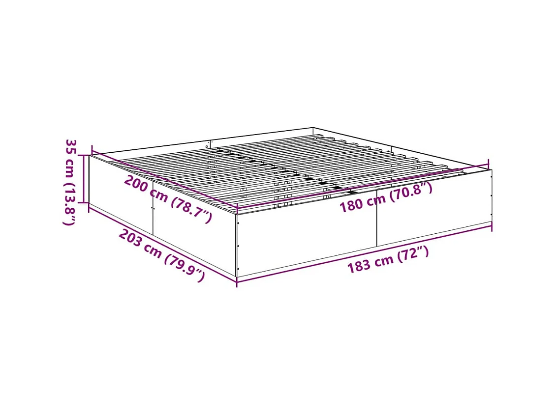 Lit double | Lit adulte | Cadre de lit sonoma gris 180x200 cm