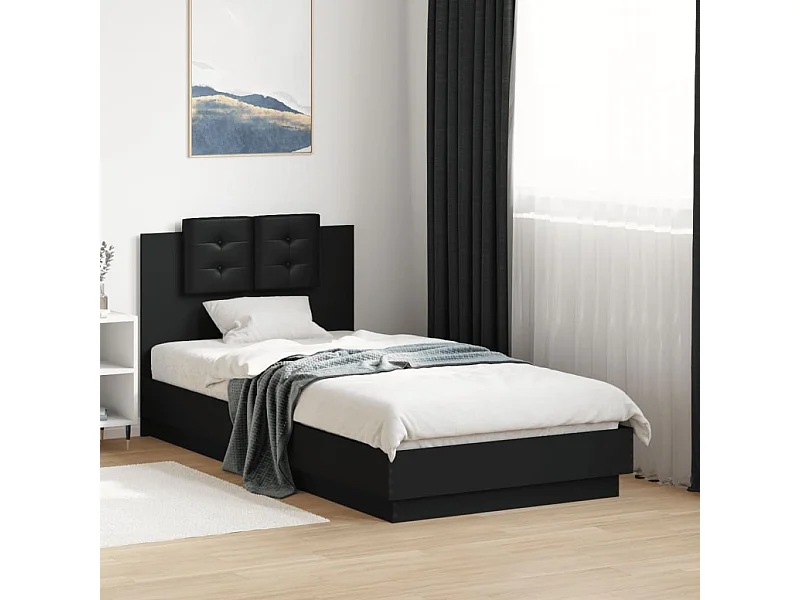 Lit simple | Lit adulte, enfant | Cadre de lit noir 90x190 cm